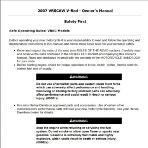 Harley-Davidson VRSCAW V-Rod 2007 Owner’s Manual