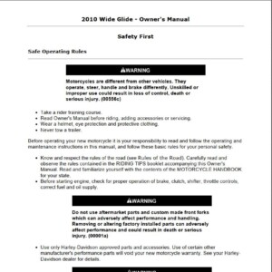 Harley-Davidson Wide Glide 2010 Owner’s Manual