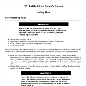 Harley-Davidson Wide Glide 2011 Owner’s Manual