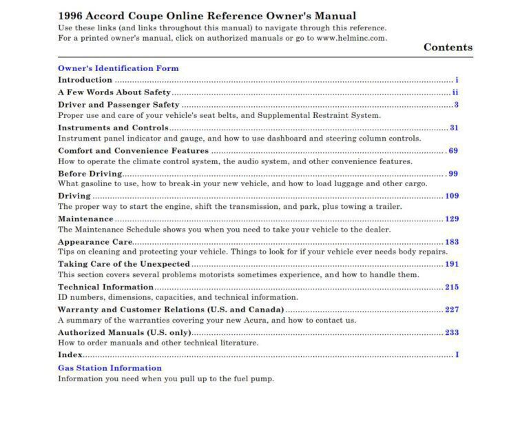 1996 HONDA ACCORD OWNERS MANUAL PDF visual data 7