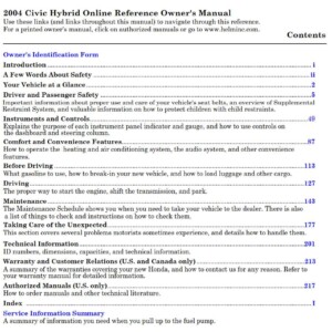 Honda Civic Hybrid 2004 Owner's Manual
