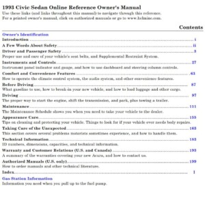 Honda Civic Sedan 1993 Owner's Manual