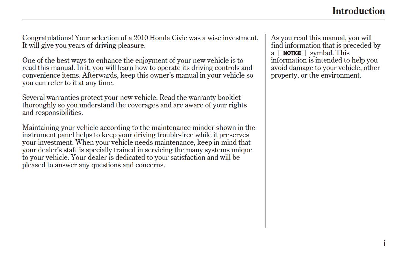 Honda Civic Sedan 2010 Owner's Manual