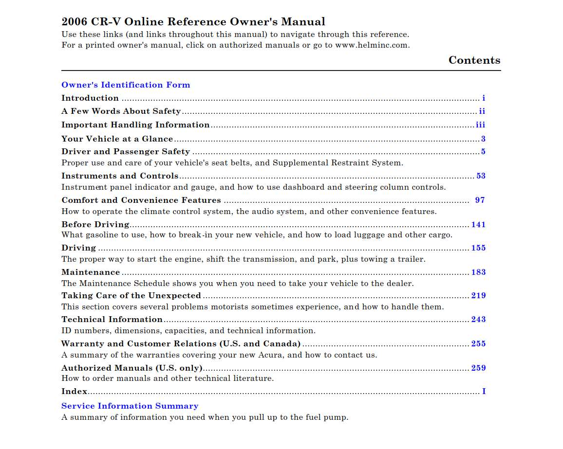 Honda Cr-V 2006 Owner's Manual