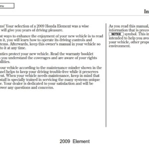 Honda Element 2009 Owner's Manual