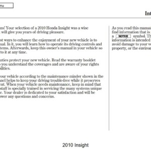 Honda Insight 2010 Owner's Manual