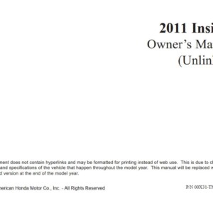 Honda Insight 2011 Owner's Manual