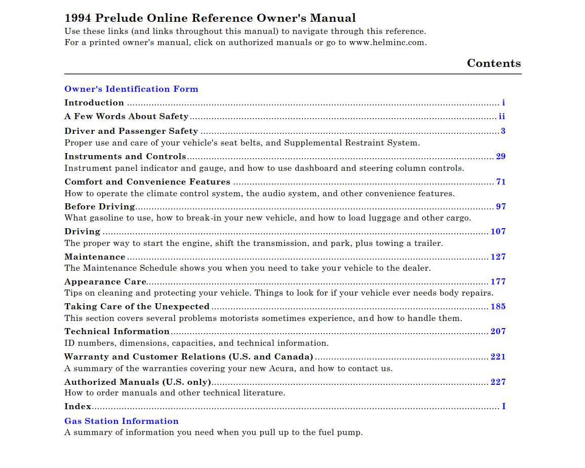 Honda Prelude 1994 Owner's Manual