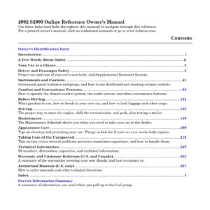 Honda S2000 2002 Owner's Manual
