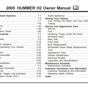Hummer H2 2005 Owner's Manual