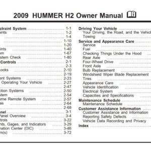 Hummer H2 2009 Owner's Manual