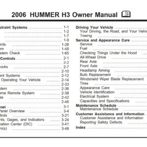 Hummer H3 2006 Owner's Manual