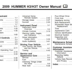 Hummer H3 2009 Owner's Manual