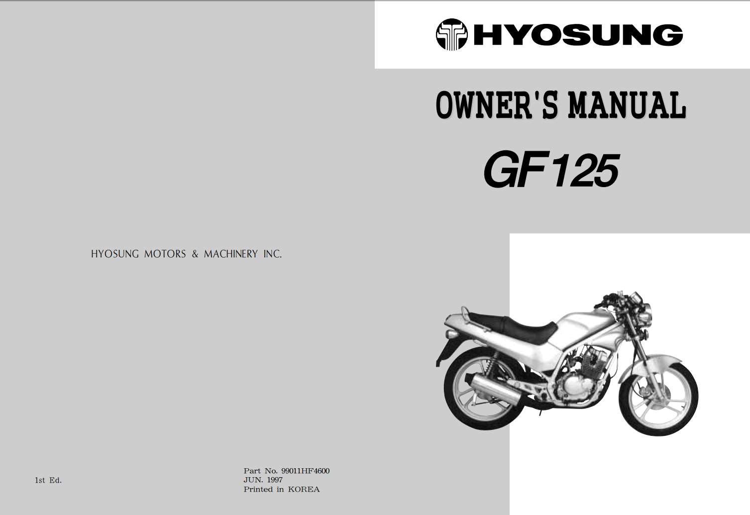Hyosung GF125 1997 Owner’s Manual
