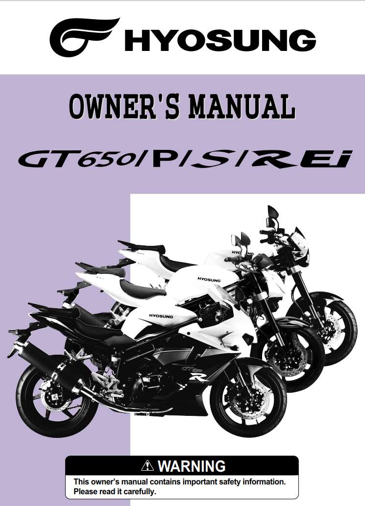 Hyosung GT650 P S REI 2011 Owner’s Manual PDF Download
