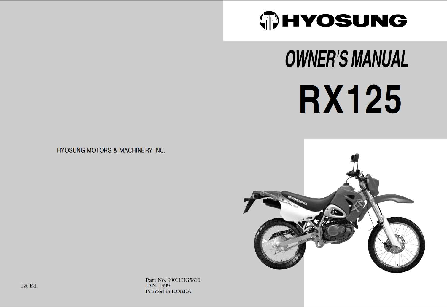 Hyosung RX125 1999 Owner’s Manual