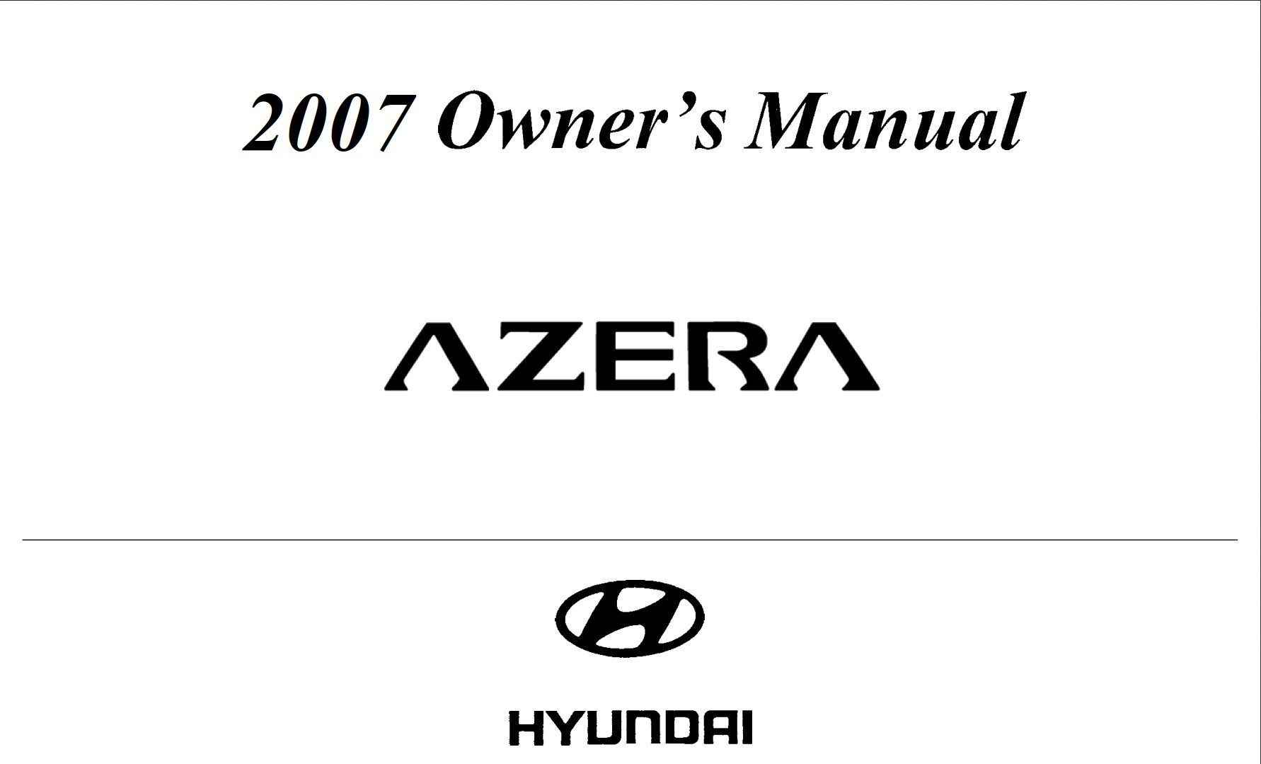 Hyundai Azera 2007 Owner's handbook