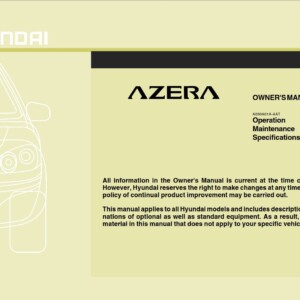 Hyundai Azera 2009 Owner's handbook