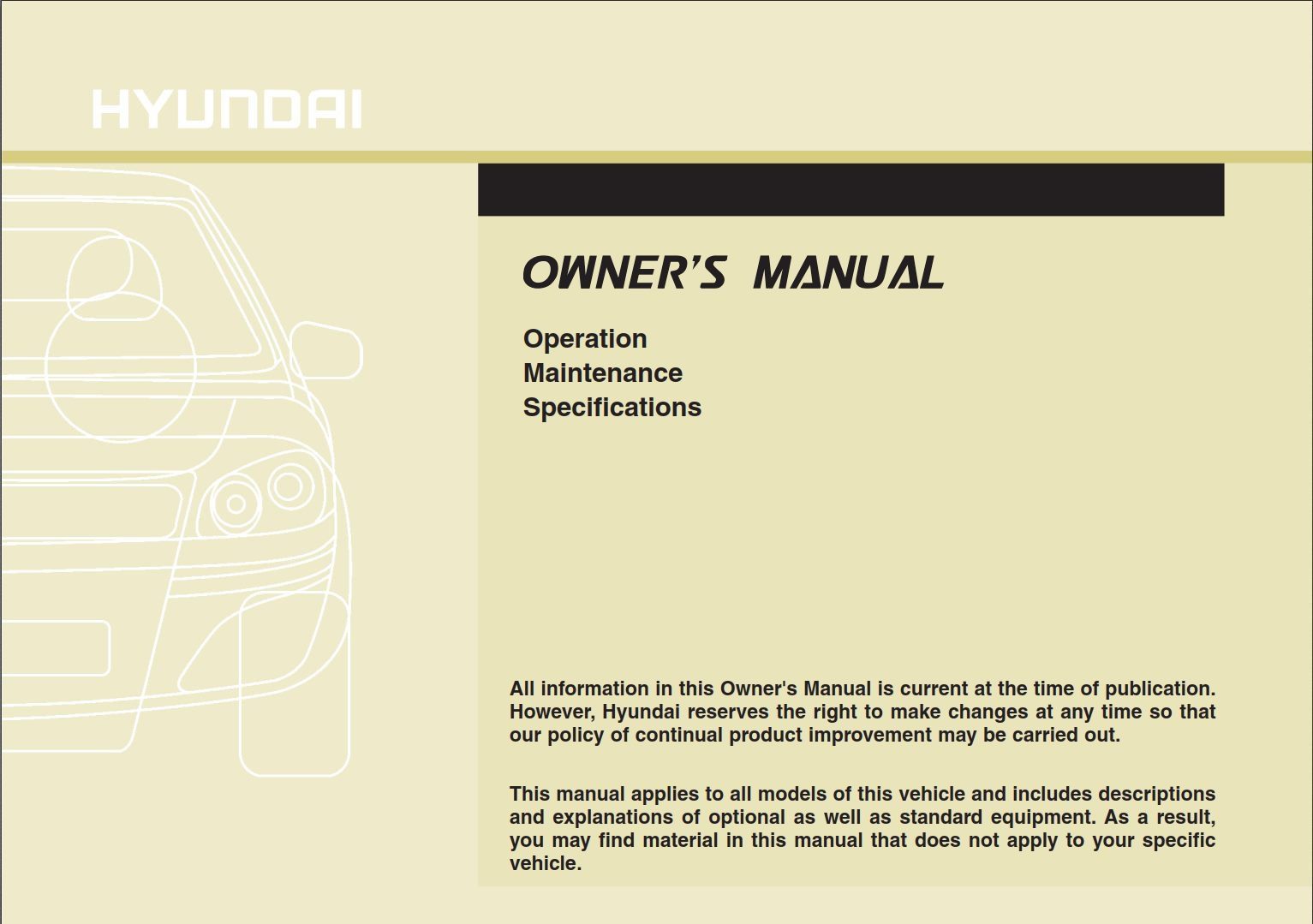 Hyundai Azera 2014 Owner's handbook