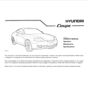 Hyundai Coupe 2002 Owner's Manual
