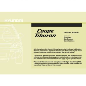 Hyundai Coupe 2008 Owner's Manual