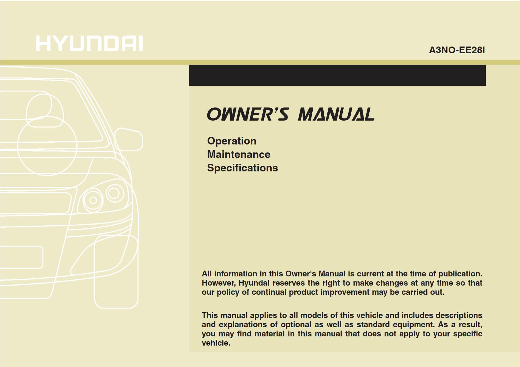 Hyundai Equus 2012 Owner's Manual