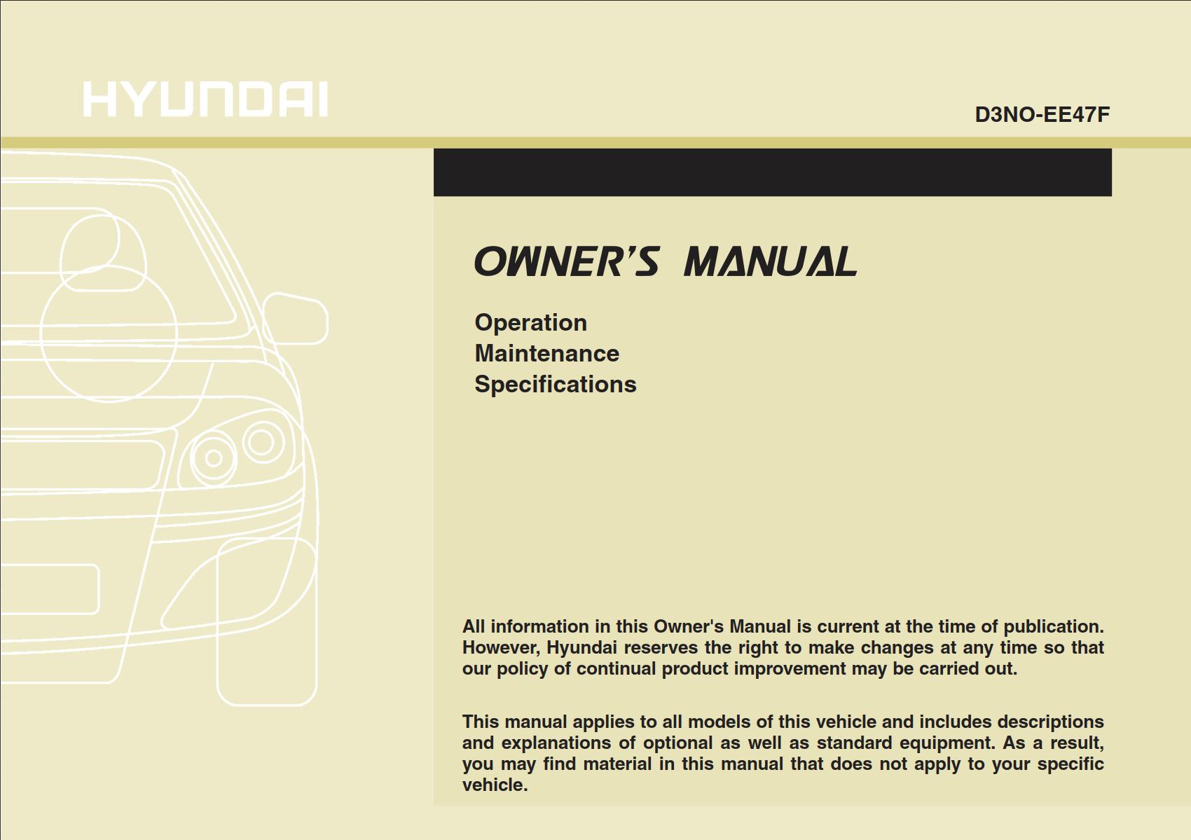 Hyundai Equus 2013 Owner's Manual