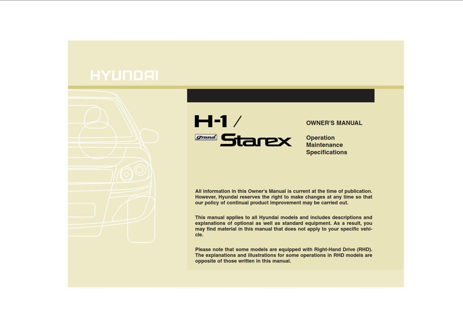 Hyundai H-1 2008 Owner's Manual – PDF Download