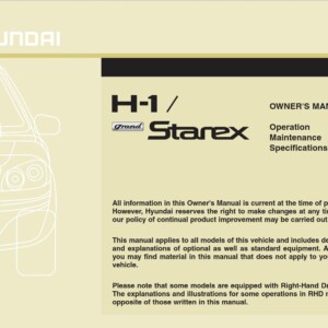 Hyundai H-1 2011 Owner's Manual