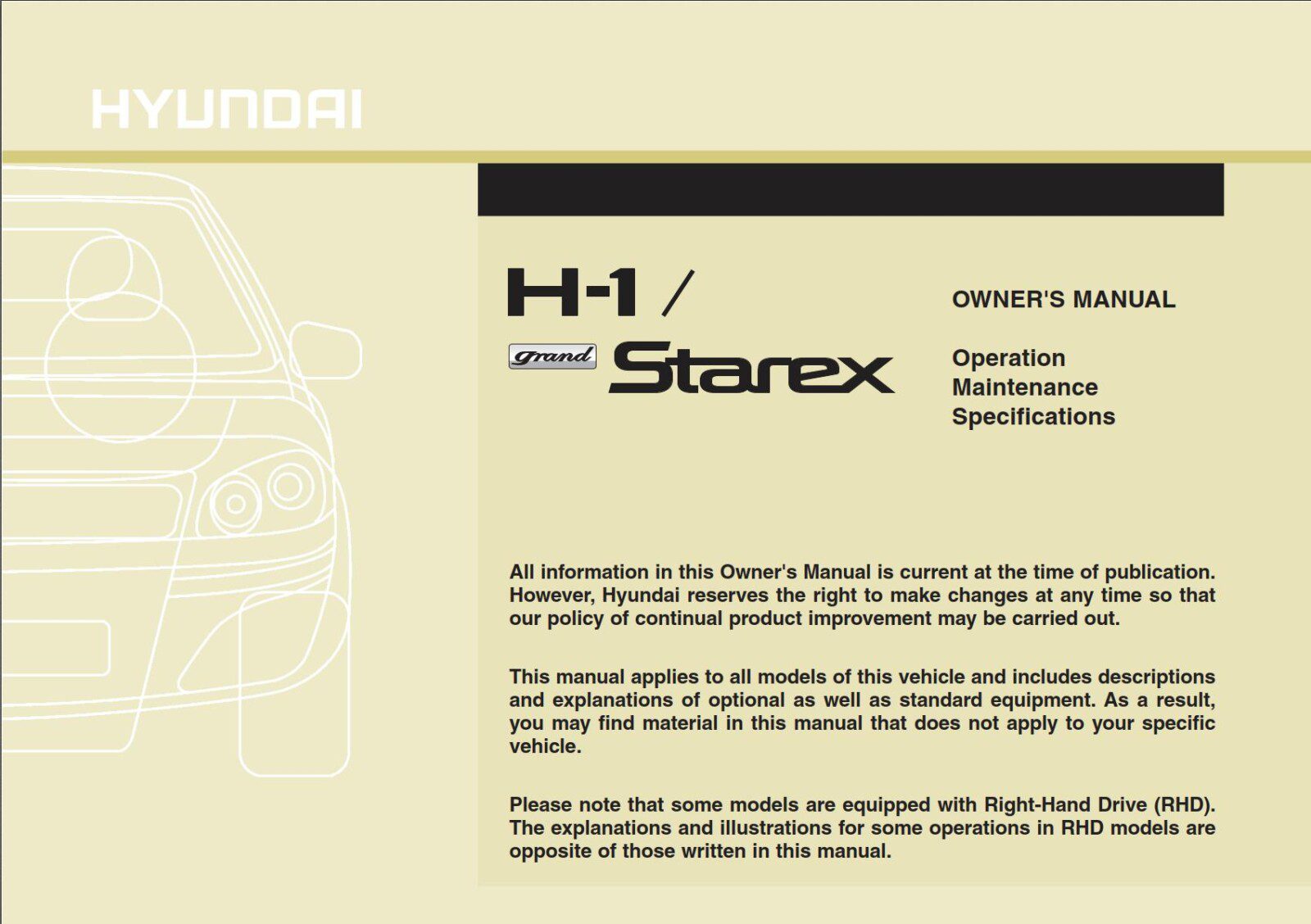 Hyundai H-1 2012 Owner's Manual – PDF Download