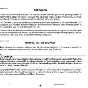 Hyundai H-100 Truck 2010 Owner's Manual