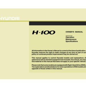 Hyundai H-100 Truck 2011 Owner's Manual