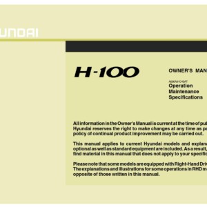Hyundai H-100 Truck 2012 Owner's Manual