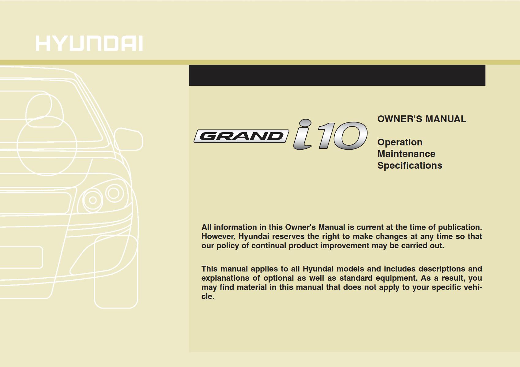 Hyundai i10 2015 Owner's Manual