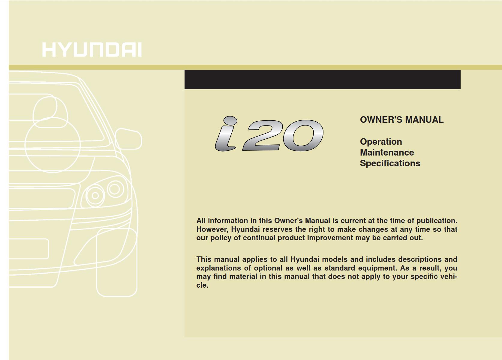 Hyundai I20 2010 Owner s Manual PDF For FREE