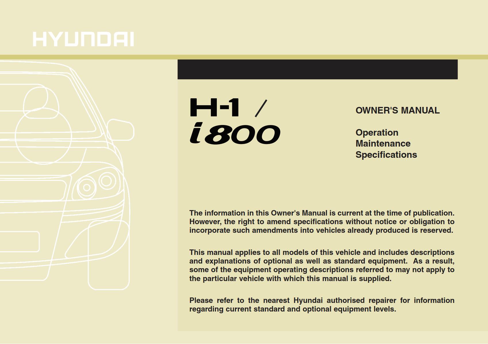 Hyundai i800 2015 Owner's Manual
