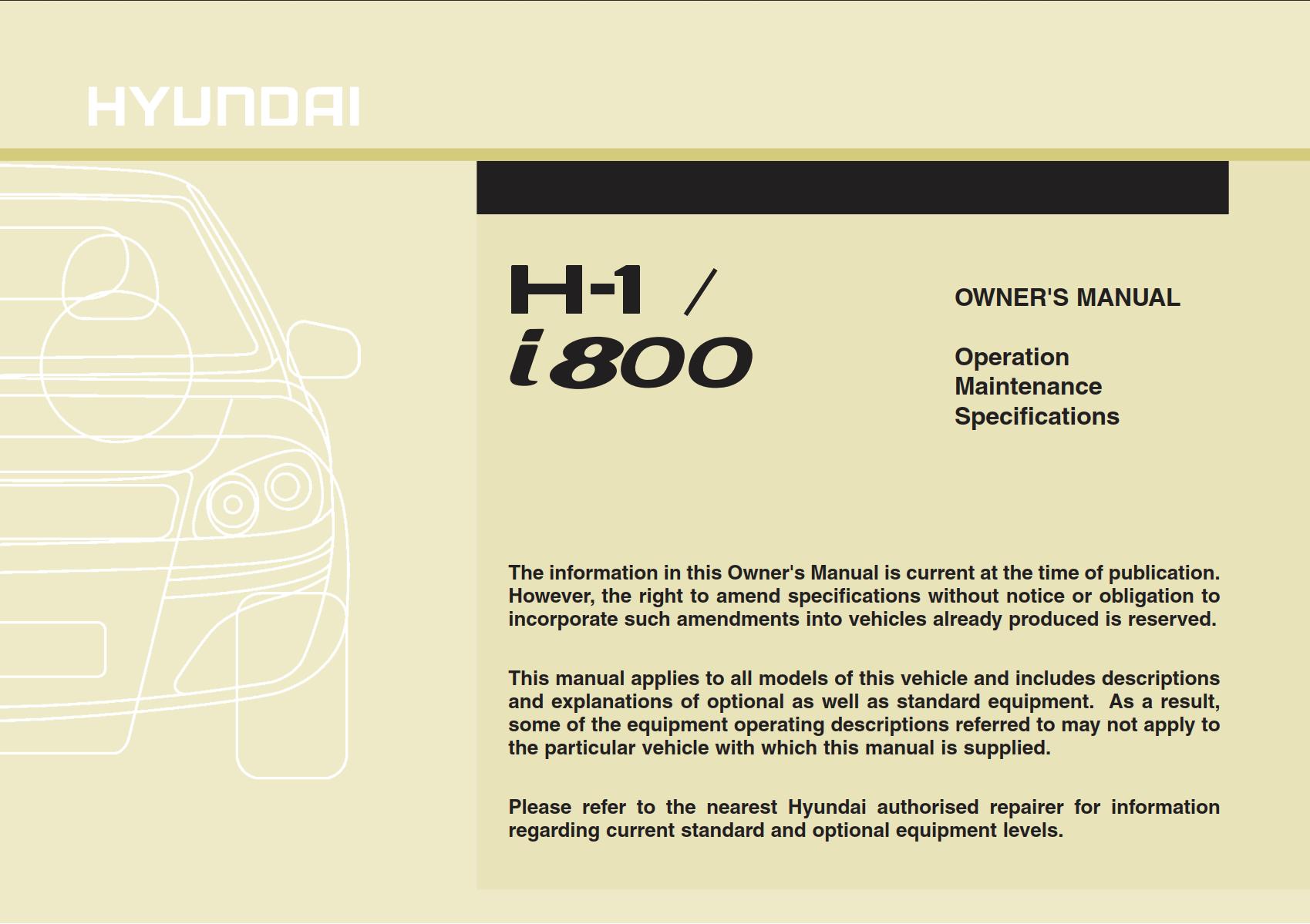 Hyundai i800 2016 Owner's Manual