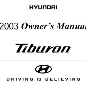 Hyundai Tiburon 2003 Owner's Manual