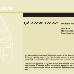 Hyundai Veracruz 2009 Owner's Manual