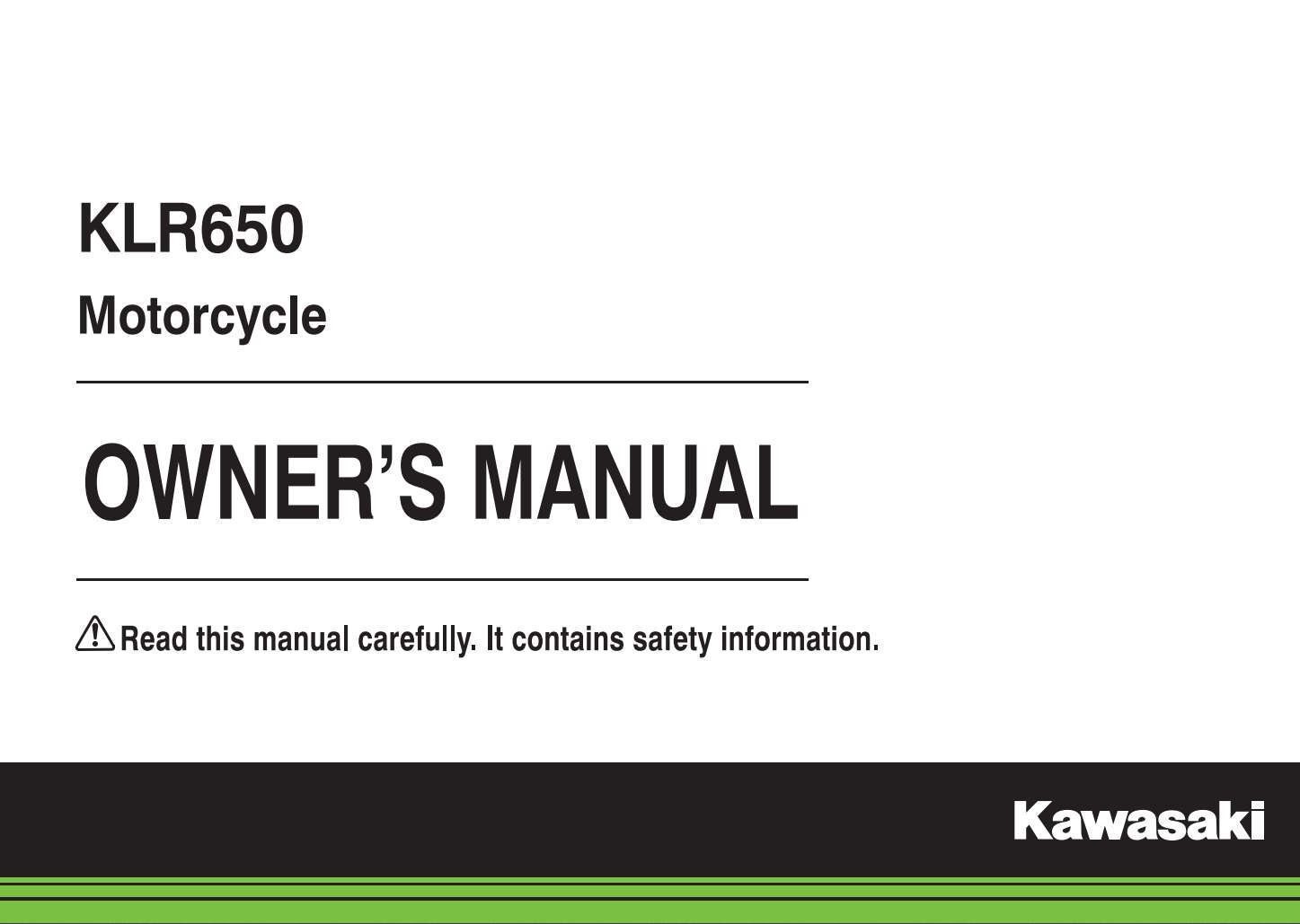 Kawasaki KLR650 2015 Owner's Manual