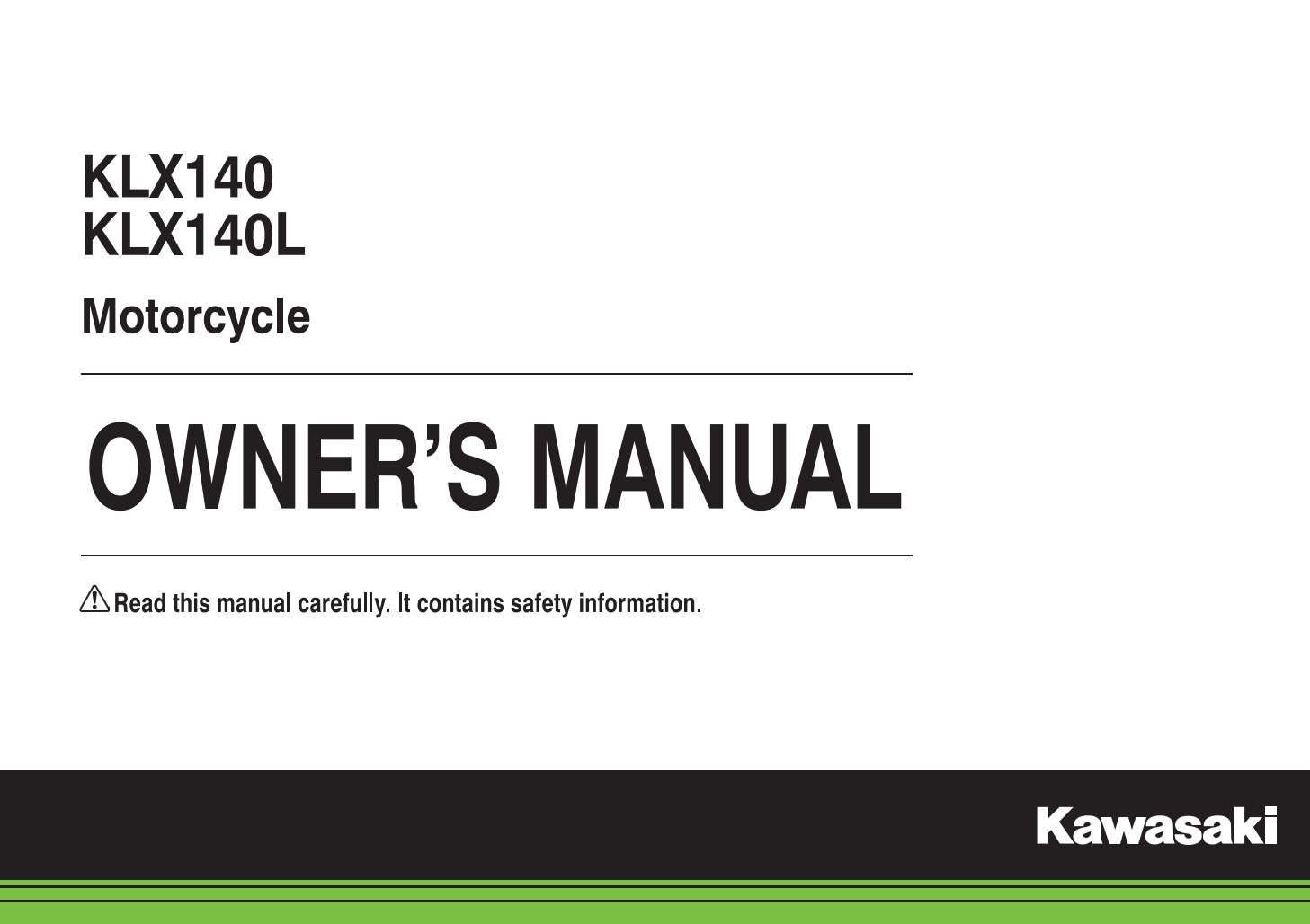 Kawasaki KLX140L 2015 Owner's Manual