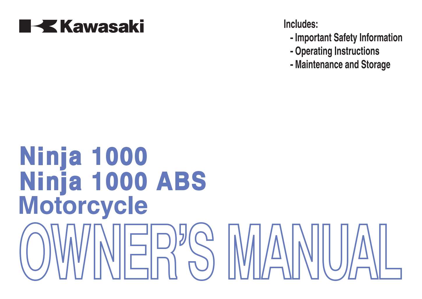 Kawasaki Ninja 1000 ABS 2013 Owner's Manual