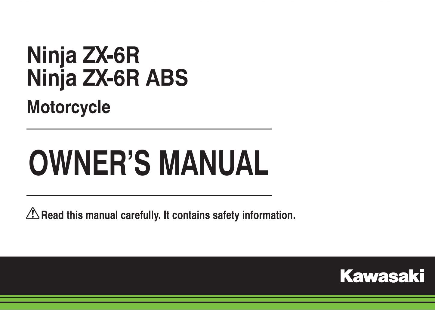 Kawasaki Ninja ZX-6R 2015 Owner's Manual