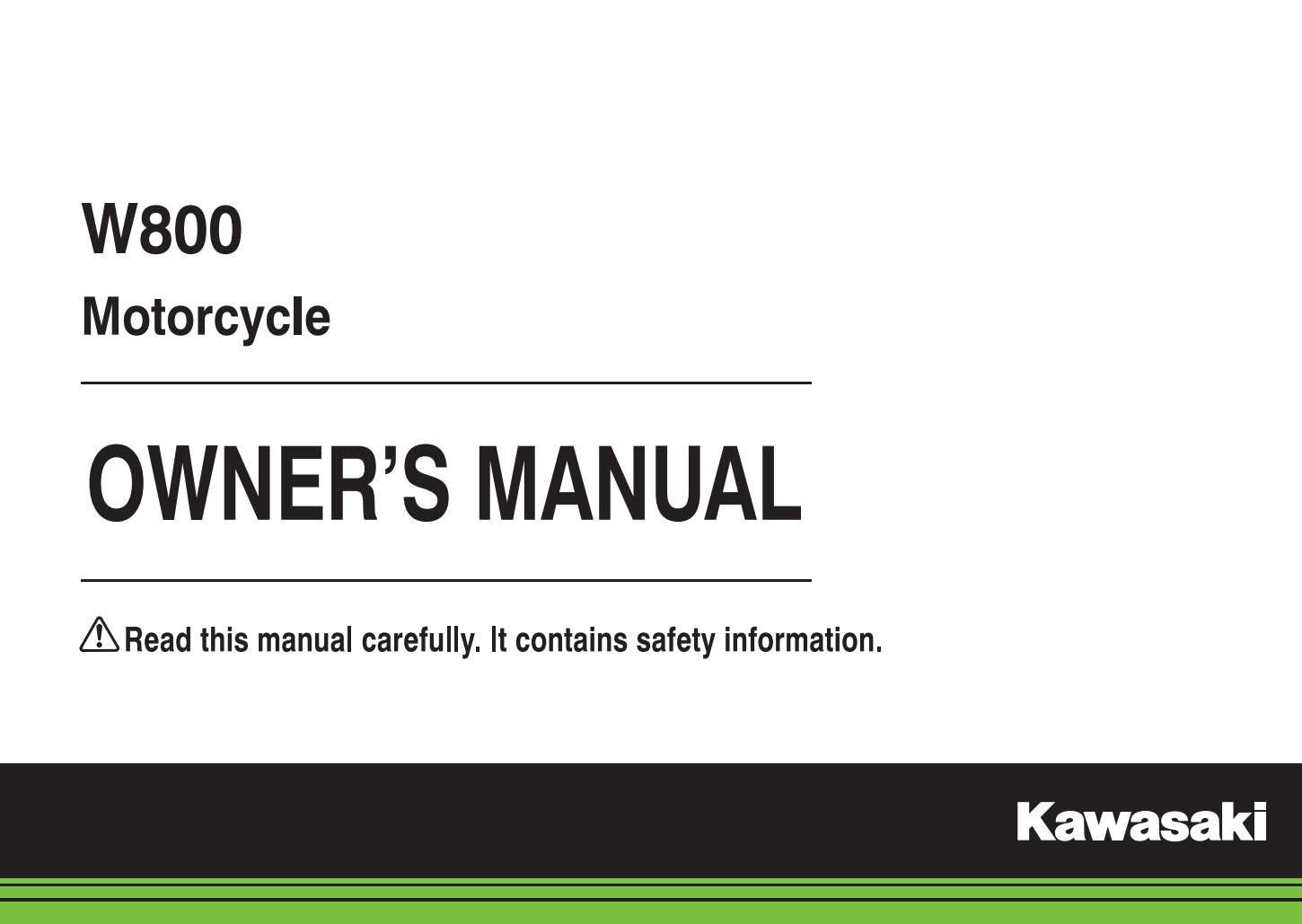 Kawasaki W800 2015 Owner's Manual PDF Download
