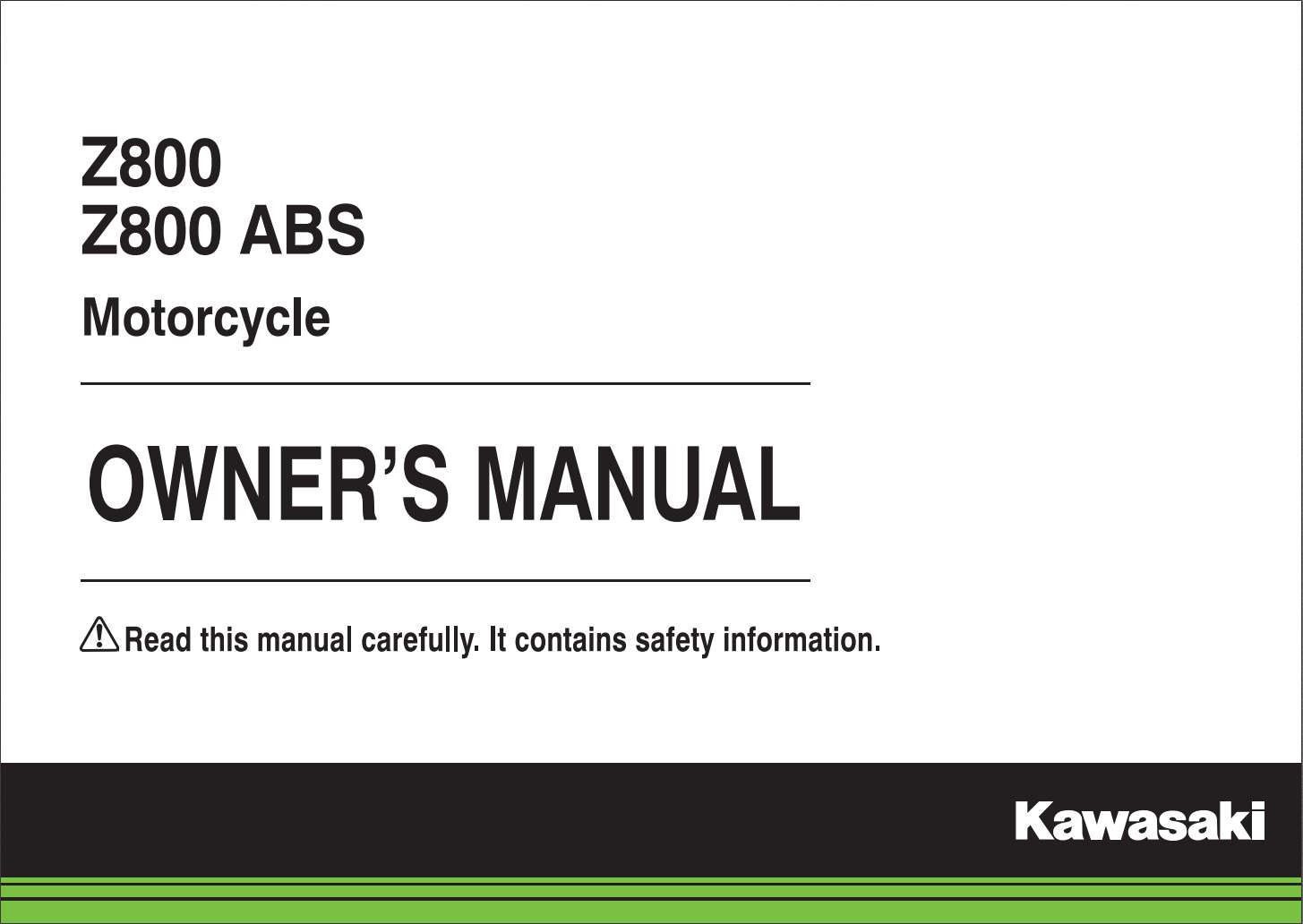 Kawasaki Z800 ABS 2015 Owner's Manual – PDF Download