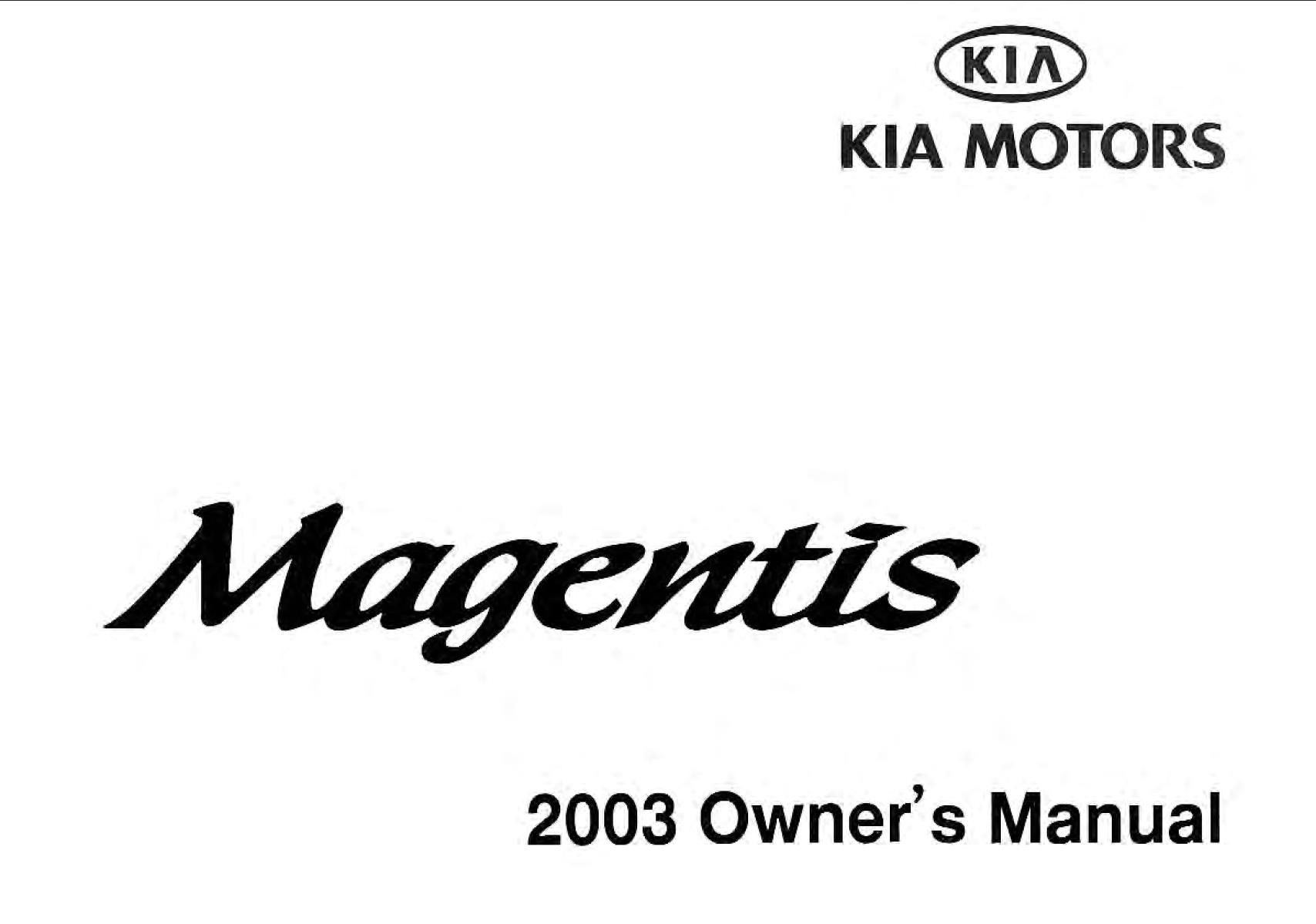 KIA Magentis 2003 Owner's Manual