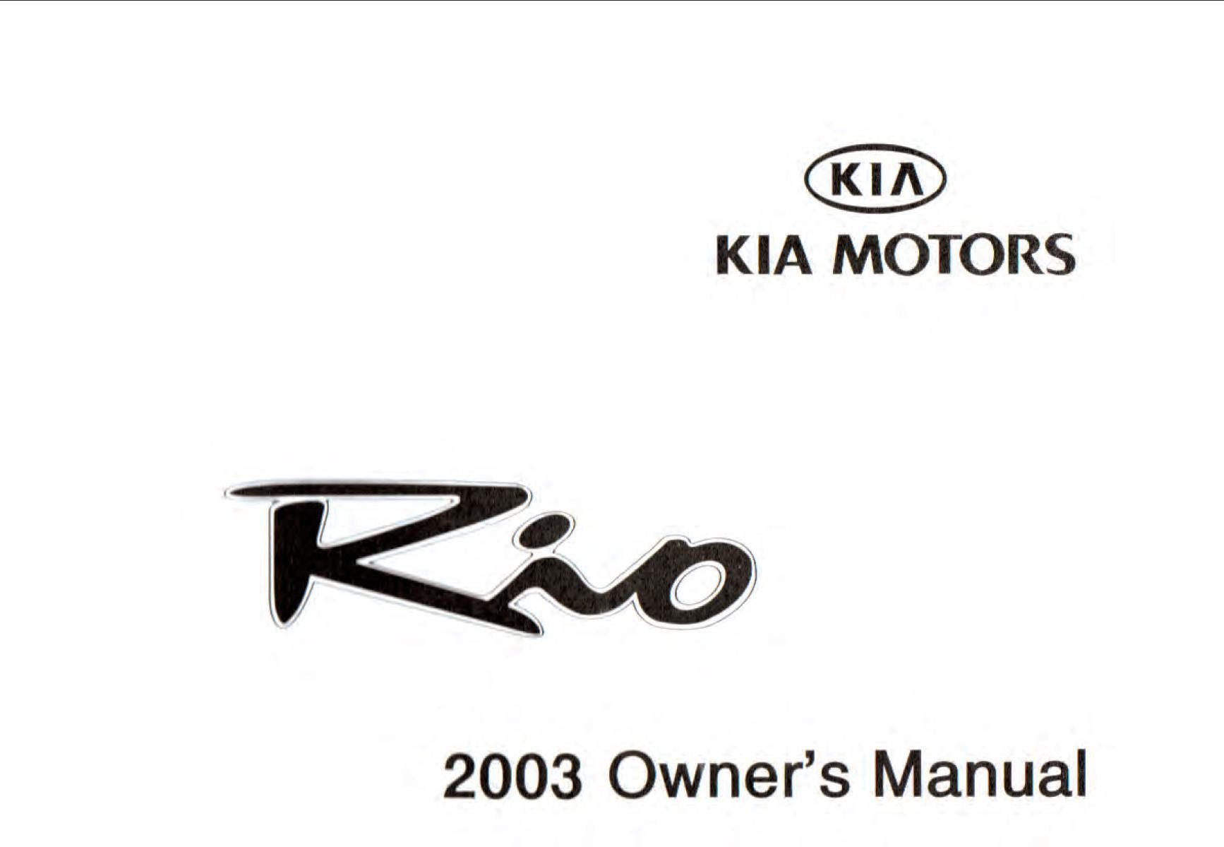 KIA Rio, Rio Hatchback 2003 Owner's Manual