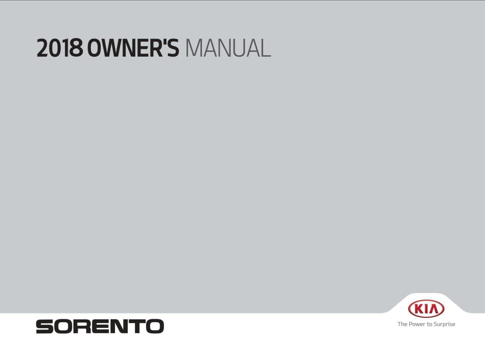PDF ONLINE KIA Sorento 2018 Owner’s Manual Download In PDF For Free