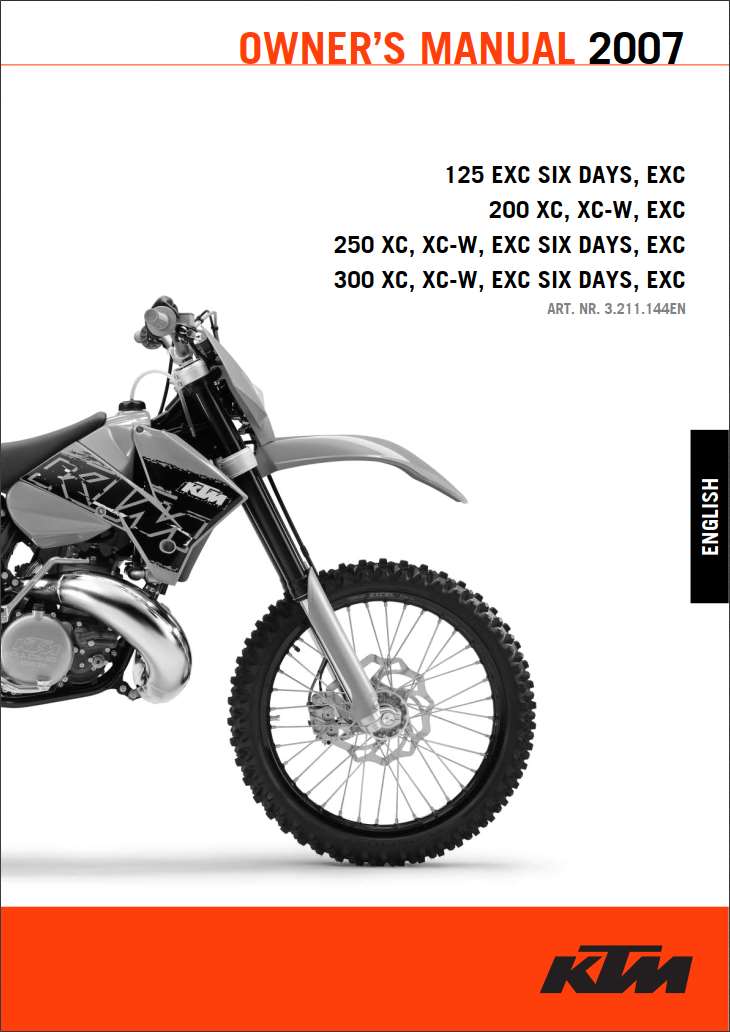 KTM 125, 200, 250, 300 2007 Owner’s Manual
