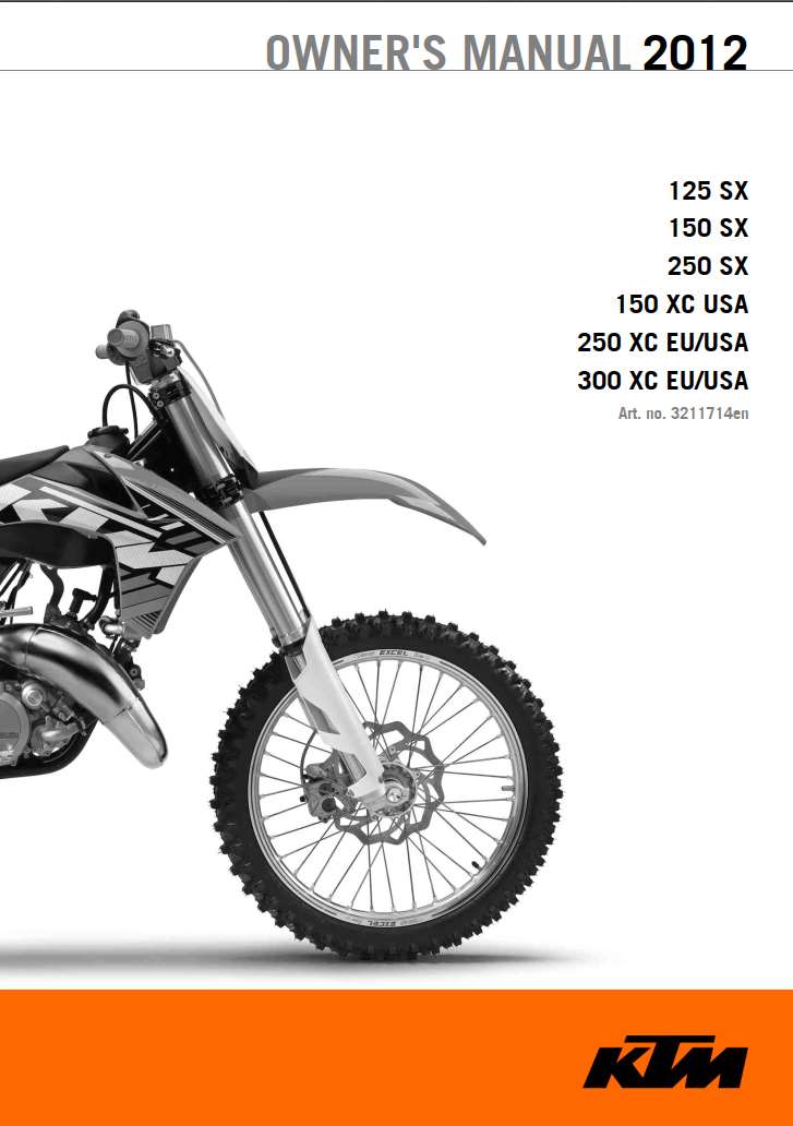 KTM 125SX, 150SX, 250SX, 300XC 2012 Owner’s Manual